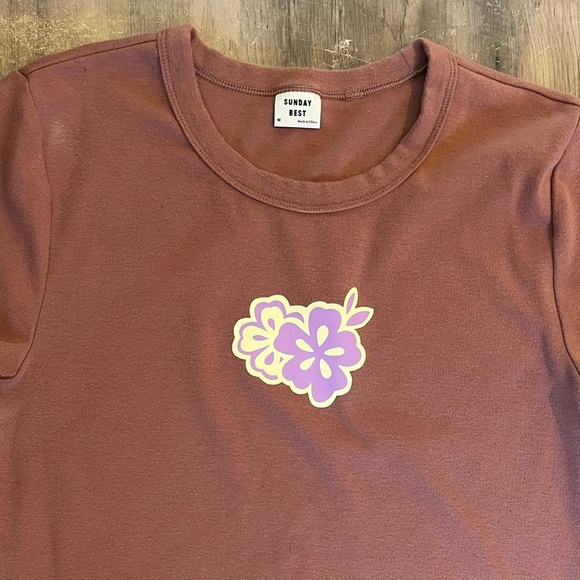 Aritzia Sunday Best Cropped Marsala TShirt Medium - Picture 4 of 8